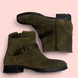 Marc Fisher Olive Ankle Boots with Buckle